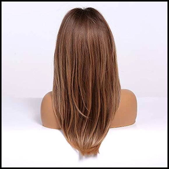 Long Wavy Synthetic Wig with Bangs Heat Resistant Natural Looking Hair main image 7